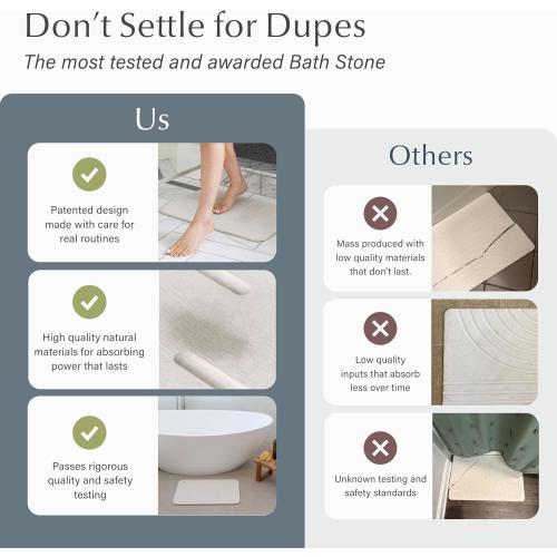 Dorai Home Stone Bath Mat - Premium Diatomaceous Earth Bath Floor Mats with Non-Slip Base, Fast-Drying Modern Shower Mat for Bathroom | Rain Sandstone - 23.6x15.4