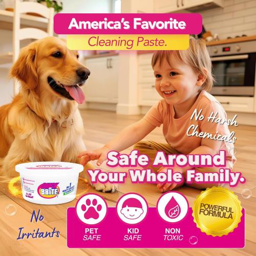 Set of 2 Size 12oz Quick 'n Brite All Purpose Cleaning Paste – Miracle Cleaner for Tough Stains | Eco-Friendly, Non-Toxic, Pet-Safe | Multi-Surface Stain Remover | Made in USA, 12oz (Pack of 2)