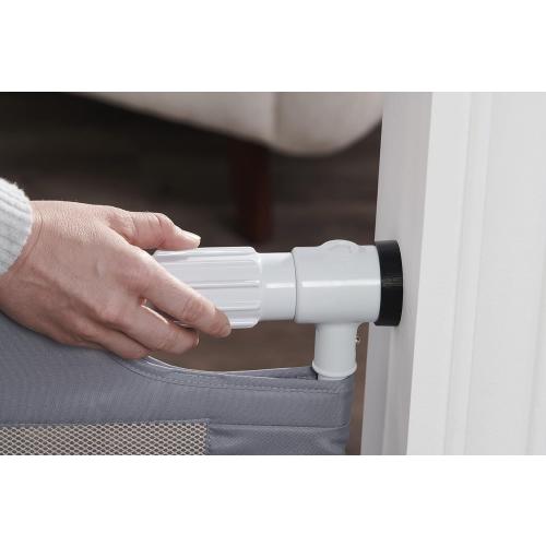 Regalo 50 Extra Wide Gray Expandable Mesh Gate, Pressure Mounted, Includes Rubber Bumpers to Protect Walls, Gray