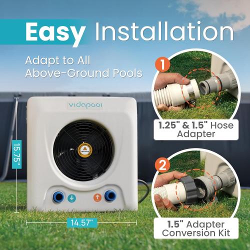 16,000 BTU Swimming Pool Heat Pump Electric Pool Heater for Above Ground Pools Up to 6,000 Gallons,Heating and Cooling Pool Heater 120V