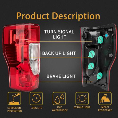 Left Driver Side Rear Tail Light Assembly Compatible With 2020-2022 Ford F250/F350/F450 Super Duty Rear Taillight Tail Lamp Halogen Brake Lamp(w/o Blind Spot) (w/o LED)
