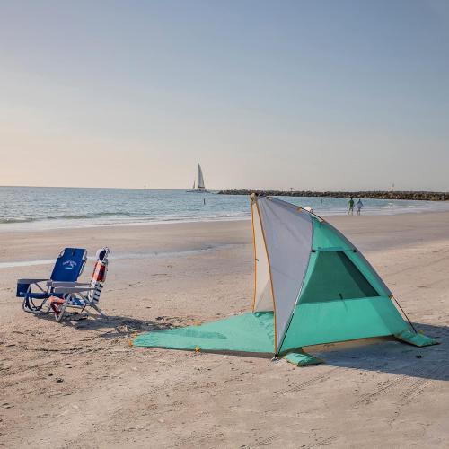 Color Mint Green WolfWise 2-3 Person Portable Beach Tent UPF 50  Sun Shade Canopy Umbrella with Extendable Floor, Mint Green