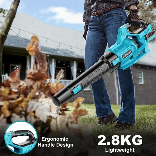 Leaf Blower Cordless 21V, Battery Leaf Blower with 2 x 4.0Ah Batteries and Charger, 3 Speed Modes, Handheld Cordless Blower for Lawn Care, Blowing Leaves, Small Gravel, Blue