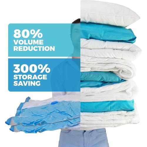 14-Pack Variety - Ziplock Vacuum Storage Bags for Clothes - Space Saver Bags for Packing Clothes - Vacuum Space Bags – 4xJumbo (43x30in)  4xLarge (32x21in)  6xMedium (28x20in)  Bonus Hand Pump