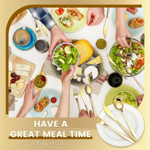 240 Pcs Gold Silverware Set for 80 - Stainless Steel Flatware Cutlery Set Include Forks, Knives & Spoons for Wedding Parties, Kitchen, Restaurant - Dishwasher Safe
