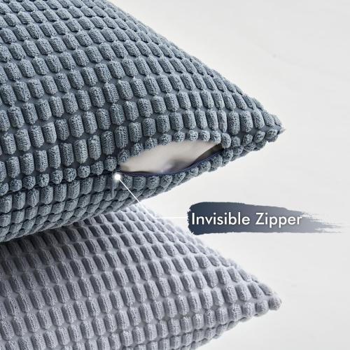 MIULEE Blue Decorative Pillow Covers 18x18 Inch Set of 4 Boho Western Farmhouse Home Decor Couch Throw Pillows Summer Coastal Corduroy Pillowcases Industrial for Sofa Living Room Bed