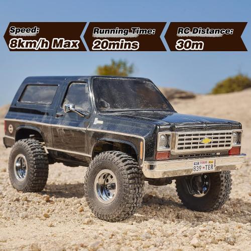 BEEZRC FMS 1/24 RC Crawler Officially Licensed Chevy K5 Blazer RC Car FCX24 RTR RC Pickup Truck SUV 4WD 2.4GHz Hobby RC Model 8km/h Mini car RC Off-Road Remote Control Car (Black)