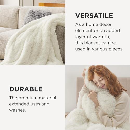 Bedsure GentleSoft Fluffy Cream King Size Blanket for Bed, Thick Soft Sherpa Faux Fur Fleece Bedding Fuzzy Plush Winter Warm Heavy Big Large King Blanket, Cozy Cream Gifts for Men Women, 108x90