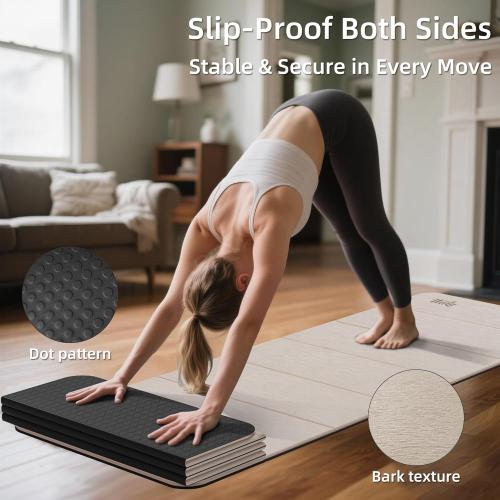 1/2 Inch Extra Thick Yoga Mat Pilates Equipment, 69x24 Odorless Workout Mats for Home Gym, Non-slip Exercise Mats for Women Men Home Workout, Foldable Yoga Mats for Travel Camping Sleeping