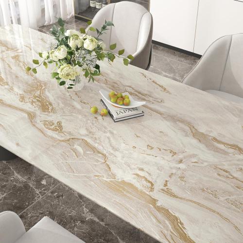 FunStick 36x200 Thick Gold Beige Marble Contact Paper Peel and Stick Countertops for Kitchen Cabinet Wallpaper Waterproof Removable Marble Wall Paper Vinyl Wrap for Bathroom Counter Tops Table Desk