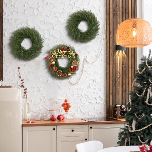 Zeyune 8 Pcs Christmas DIY Green Wreath 14 Inch Artificial Christmas Wreaths Faux Plain Wreaths for Decorating Front Door Window Room Farmhouse Xmas Party Indoor Outdoor (Elegant Style)