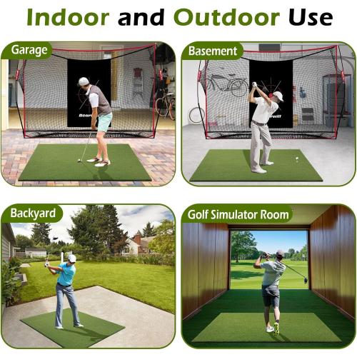 Bearwill Golf Mat 31mm, 5x4ft/5x5ft Elite Golf Hitting Mats for Practice Outdoor Indoor, High-Elasticity Artificial Turf Mat for Garage Simulator Chipping Driving Training
