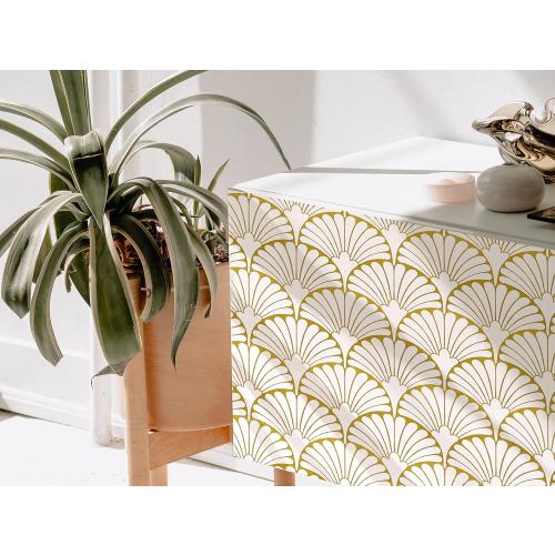 MelunMer Gold Peel and Stick Wallpaper Boho Gold Contact Paper for Cabinets Self Adhesive Removable Wallpaper for Bedroom/Bathroom Modern Contact Paper Leaf Ginkgo Biloba 393 in L 17.3In W