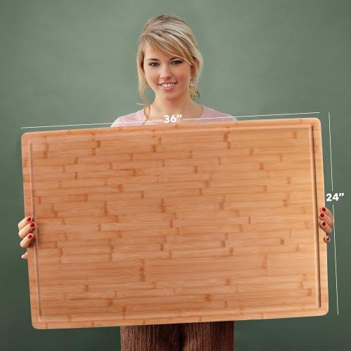 36x24 Massive Extra Large Cutting Board for Kitchen 36 X 24 by Grizzly Living - Heavy Duty Bamboo Chopping Boards for Meat, Veg & Charcuterie - Large Wooden Stove Top & Countertop (36 x 24)