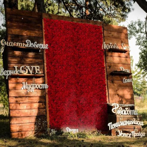 BLOSMON Flower Wall Panel Backdrop - 12 Pcs 24 x 16 Inch Red Artificial Hydrangea Floral Panels for Wedding Party Baby Bridal Shower Decor - 3D Fake Silk Flower Backdrop Decoration