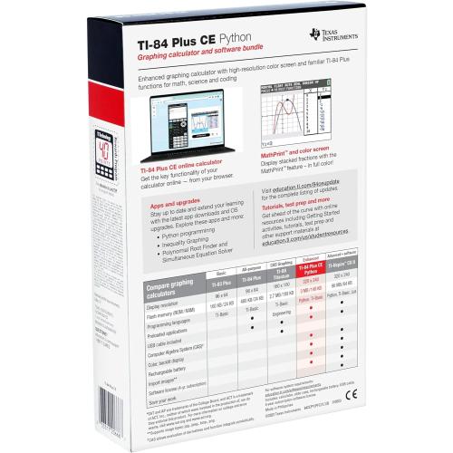 Texas Instruments TI-84 Plus CE Color Graphing Calculator, Black