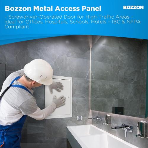 BOZZON Access Panel for Drywall 14 x 29 inch – Metal Door with Screwdriver Latch, 18 GA Steel Frame, Wall Hole Cover, Plumbing Access Door, White