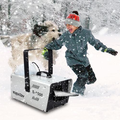 TCFUNDY Snow Machine 1500W Snow Making Machine Snowflake Maker for Christmas Wedding Kids Party Stage Effect with Wired Remote Control