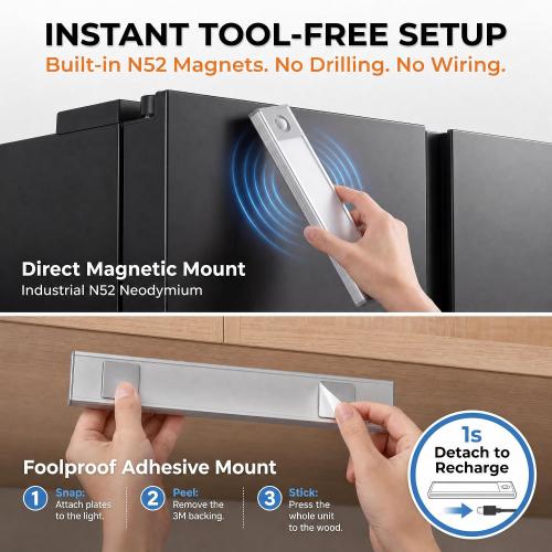 Under Cabinet Lighting, 4200mAh Motion Sensor Light Indoor, 2 Pack