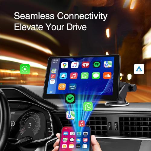 Apple Carplay Screen - Wireless Apple Carplay & Android Auto with 9 Touchscreen, Portable Car Audio Receiver with Voice Control, Bluetooth, FM