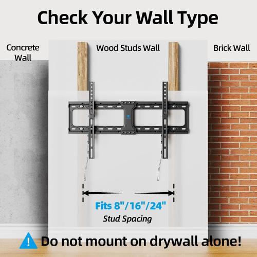 UL Listed Fixed TV Wall Mount for 37-86 Inch Screens, Low Profile TV Mount Fits 16, 18, 24 Studs, Wall Mount Bracket with Quick Release Lock, Max VESA 600x400mm, Holds up to 132 lbs by USX STAR