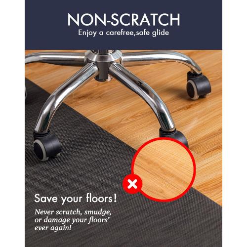 Baroyal Office Chair Mat for Hardwood Floor Under Desk Computer Rolling Chair Mat for Wood/Tile Floor Non-Slip Heavy Duty Desk Rug PVC Plastic Hard Floor Protector