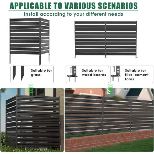 Metal Privacy Fence Panels for Outside, 42 H x 38 W (3 Panels) Air Conditioner Fences, Pool Equipment Enclosure Trash Can Fence, No Dig Privacy Screen Fencing for Outdoor, Black