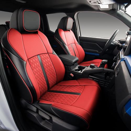 Custom Fit Seat Covers for 2025-2026 Toyota 4Runner (5-Seater), Waterproof Faux Leather Full Set, Full Coverage Protectors for SR5/TRD Off-Road/Sport/Limited/Trailhunter - Black Red