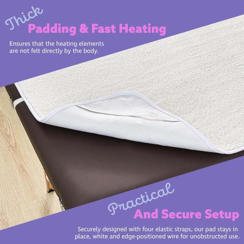 Massage Table Warmer Heating Pad – 71x31 Heated Massage Pad with Adjustable Temperature (104°F–131°F), Auto Shut-Off, Sherpa Fabric, Ideal Massage Blanket & Bed Warmer for Table Use