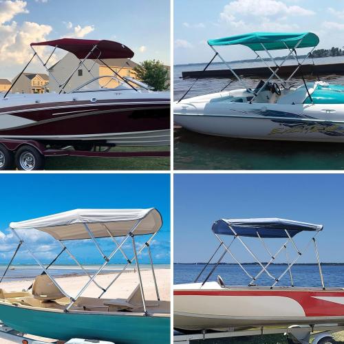 Leader Accessories 10 Colors 3 Bow 4 Bow Bimini Top Cover for Boat Includes 4 Straps 2 Rear Support Poles Mounting Hardwares Storage Boot with 1 Aluminum Frame
