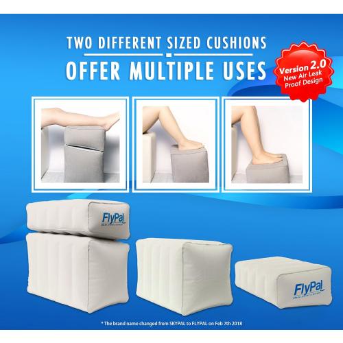Inflatable Foot Rest for Air Travel, U.S Patented 2 in 1 Design, Blow-Up Pillow Cushion for Home, Office and Kids to Sleep on Long Flights, 17“x11 x17, Grey.