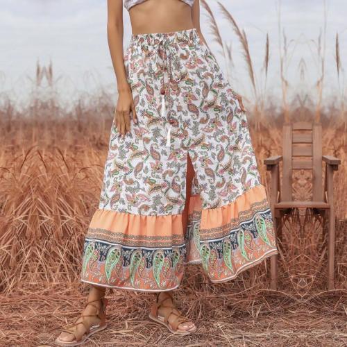 Women medium Boho Vintage Floral Print Long Skirt Summer Tiered Maxi Skirt