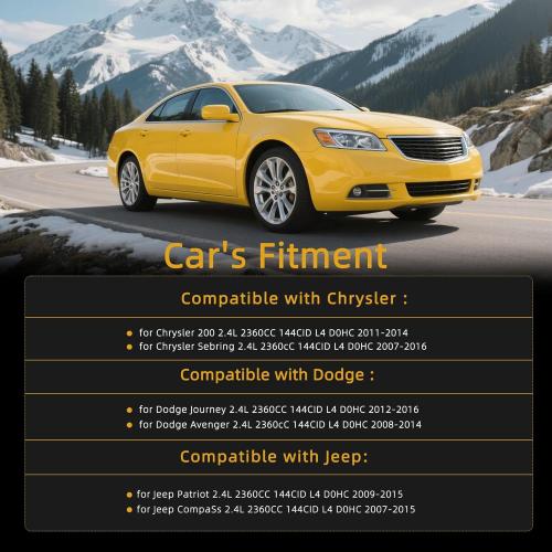 Head Gasket Set with Bolts, 2.4L, for Chrysler 200/Sebring 2007-2016, for Dodge Avenger/Journey 2008-2014, for Jeep Compass/Patriot/Compass 2007-2016 2.4L DOHC L4 16V HS26332PT ES72267(57PC)