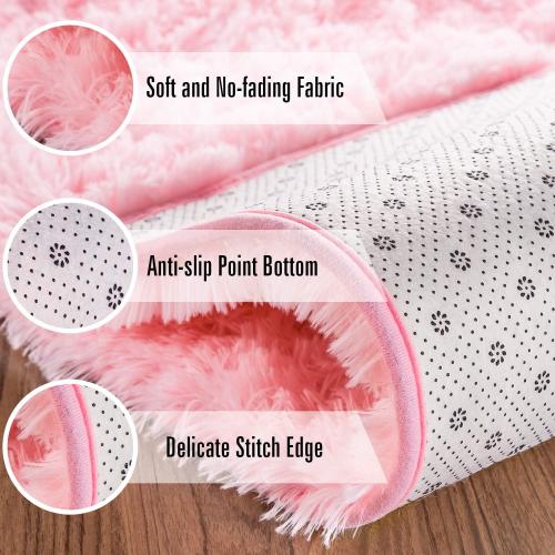 Andecor Soft Fluffy Bedroom Rugs, 4 x 6 Feet Indoor Shaggy Plush Area Rug for Boys Girls Kids Baby College Dorm Living Room Home Decor Floor Carpet, Pink