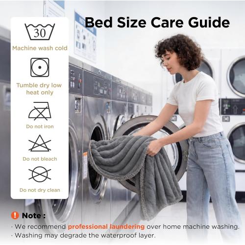 Bedsure ComfyFleece™ Waterproof Blanket for Bed, queen （70x180） Warm Grey