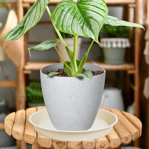 COLOR BLACK Size 26inch  6 pack of Plant Saucer Tray , Heavy Duty Plastic Pot Plant Drip Trays Saucers for Indoors Outdoor, Plant Water Tray for Planters