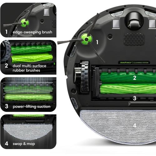 iRobot Roomba Combo i3  (3574) Robot Vacuum & Mop – Self-Empty for Up to 60 Days, Clean by Room with Smart Mapping, Dual Multi-Surface Brushes for a Thorough Clean, Ideal for Homes with Pets