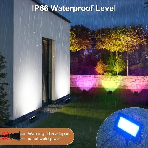YAYZA! LED Flood Lights Outdoor 42W 4000LM, RGBW Smart Color Changing Floodlight with App/Remote/Voice Control, 3000K Dimmable Bright White Light Compatible with Alexa for Outdoor Decorations (6Pack)