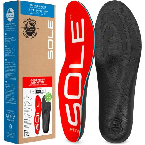 SOLE Active Medium   Met Pad Insoles - Orthotic Arch Support Inserts   Metatarsal Pads for Metatarsalgia & Neuroma Relief - Mens 7/Womens 9, 1 Pair