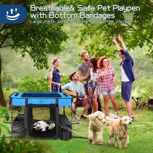 44x34x24 Inches Dog Playpen,Pet Playpen,Foldable Puppy Cat Playpen,Portable Exercise Kennel Tent Crate,Water-Resistant Breathable Shade Cover,Indoor Outdoor Travel Camping Use for Small Animals(L)