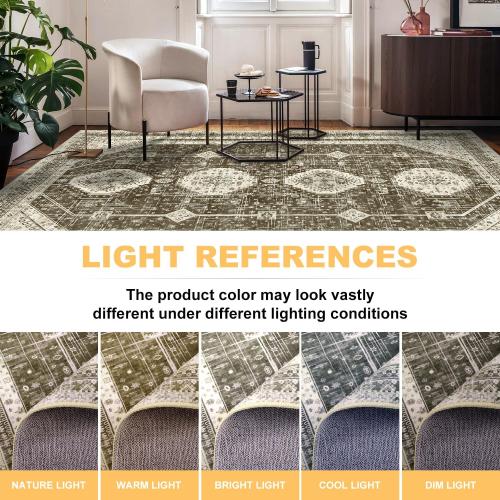 LOKHOM 8x10 Area Rugs for Living Room, Non-Slip Washable Vintage Area Rug, Low Pile Soft Faux Wool Large Floor Carpet Accent Rug for Bedroom Kitchen Entryway Dining Room Nursery,Vintage Brown