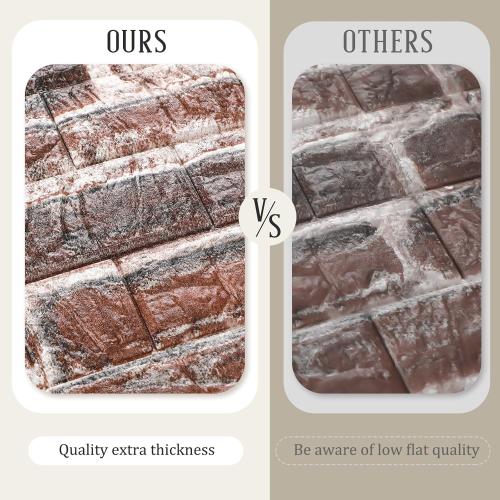 Tinlade 40 Pcs, 3D Wall Panels Peel and Stick Foam Brick Wallpaper Printable Faux Brick Wall Panels Decorative Self Adhesive Tiles Waterproof(Red Brick)