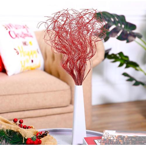 Syhood 36 Pieces Red Glitter Curly Ting Ting Branches Christmas Branches Vase Filler Artificial Curly Twigs for Christmas Tree Garland Wreath Decoration, Craft Vases Home Garden Decoration