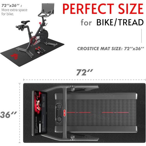 Bike Trainer Mat Compatible with Peloton Bike, for Treadmill & Row, THK 6mm, Under Mat Protect Hardwood Floor Carpet, Trainer Accessory for Indoor Stationary Exercise Bicycle
