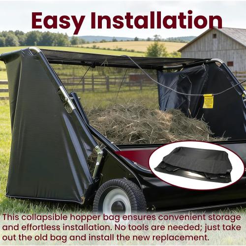 ETZ Upgraded 42904 Lawn Sweeper Hopper Bag for Agri-Fab 44 | Fits 45-0492, 45-0456, 45-0523-DR, Leaf & Grass Catcher, Tow-Behind Component, Heavy-Duty Fabric, UV Resistant, Exact Fit