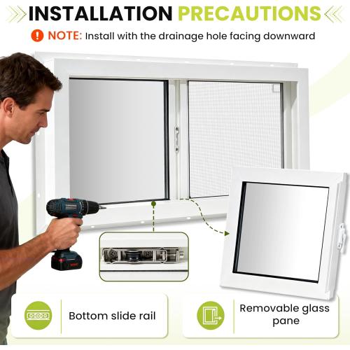 Vinyl Basement Window, 24 x 12 Slider Window with Double Pane Insulated Tempered Glass and Fiberglass Mesh Screen for Basement Bathroom Home Rv Garage (White)