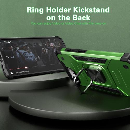 for iPhone 16e & iPhone 17e Case with Screen Protector for Men Women,Hybrid Drop Test Cover with Car Mount Kickstand Slim Fit Shockproof Protective Sturdy Case for iPhone 16e/17e 6.1,Green