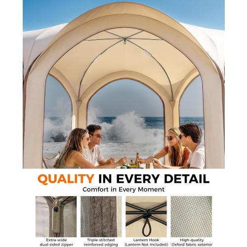 10X10FT Pop-Up Screen House Tent, Portable Instant Screen Room Canopy with Mesh Doors and Carry Bag for Patio Backyard Deck Camping Outdoor, Pop up Gazebo, Popup Canopy Tent, Beige