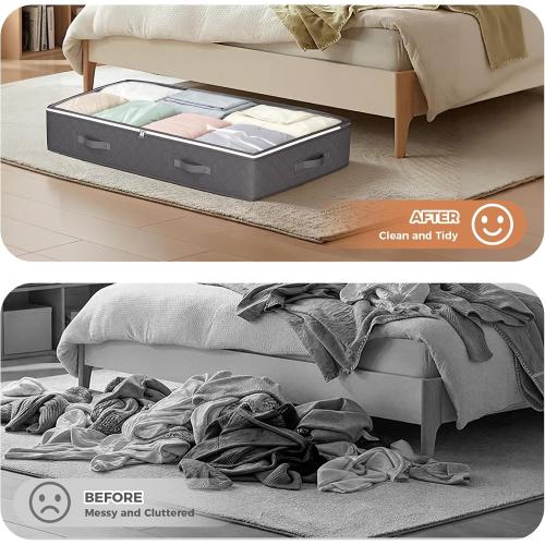 95L Under Bed Storage Containers, Storage Bins, Grey