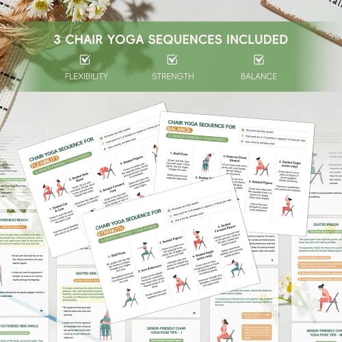 Chair Yoga for Seniors Over 60 Book & Chart – 30-Day Challenge, Gentle Seated Yoga Guide, Chair Yoga for Weight Loss & Flexibility, Senior Chair Exercises for Women & Men, 8.5x11 Book on Chair Yoga